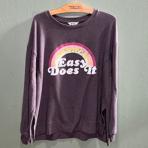 Wildfox "Easy Does It" Rainbow Sweatshirt | Soft Grey | Women's Medium - Picture 2 of 8